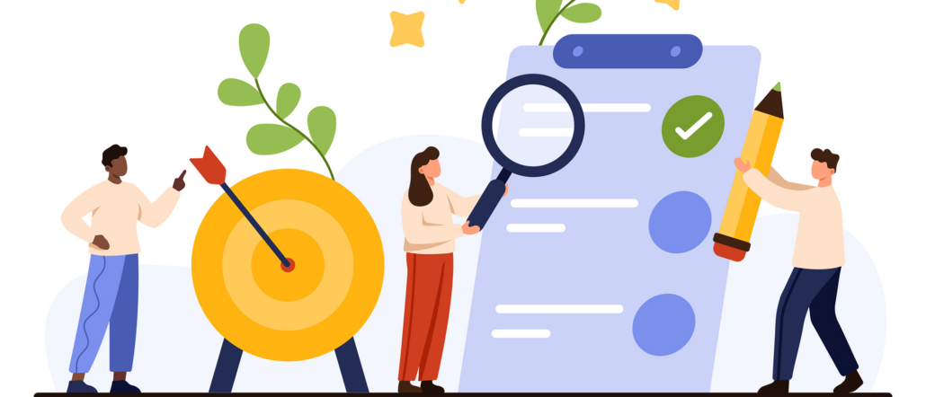 Vector image of people working on a project