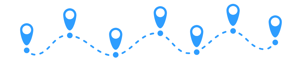 Roadmap Image of map destination markers on a curvy dotted line