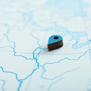 Policy Roadmap Blue roadmap with a blue location marker.