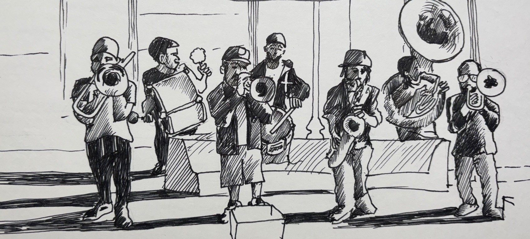 Street band Sketch on New Orleans street band